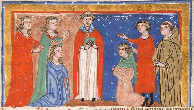 Manuscript Leaf with Marriage Scene, from Decretals of Gregory IX, Wikimedia Commons, Metropolitan Museum of Art, CC0 1.0 Universal 