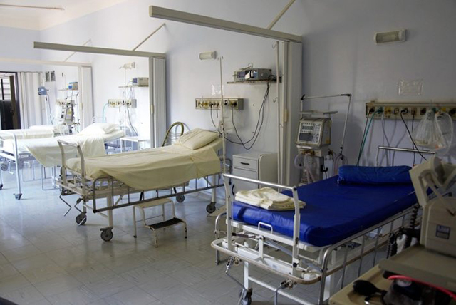 Hospital beds in a ward
