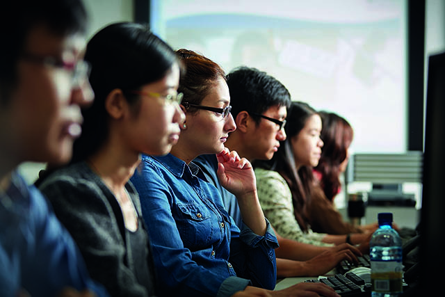 Students using computers