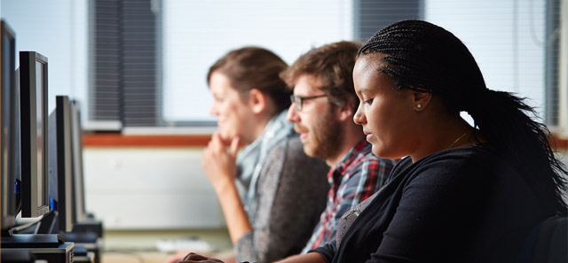 Students using computers