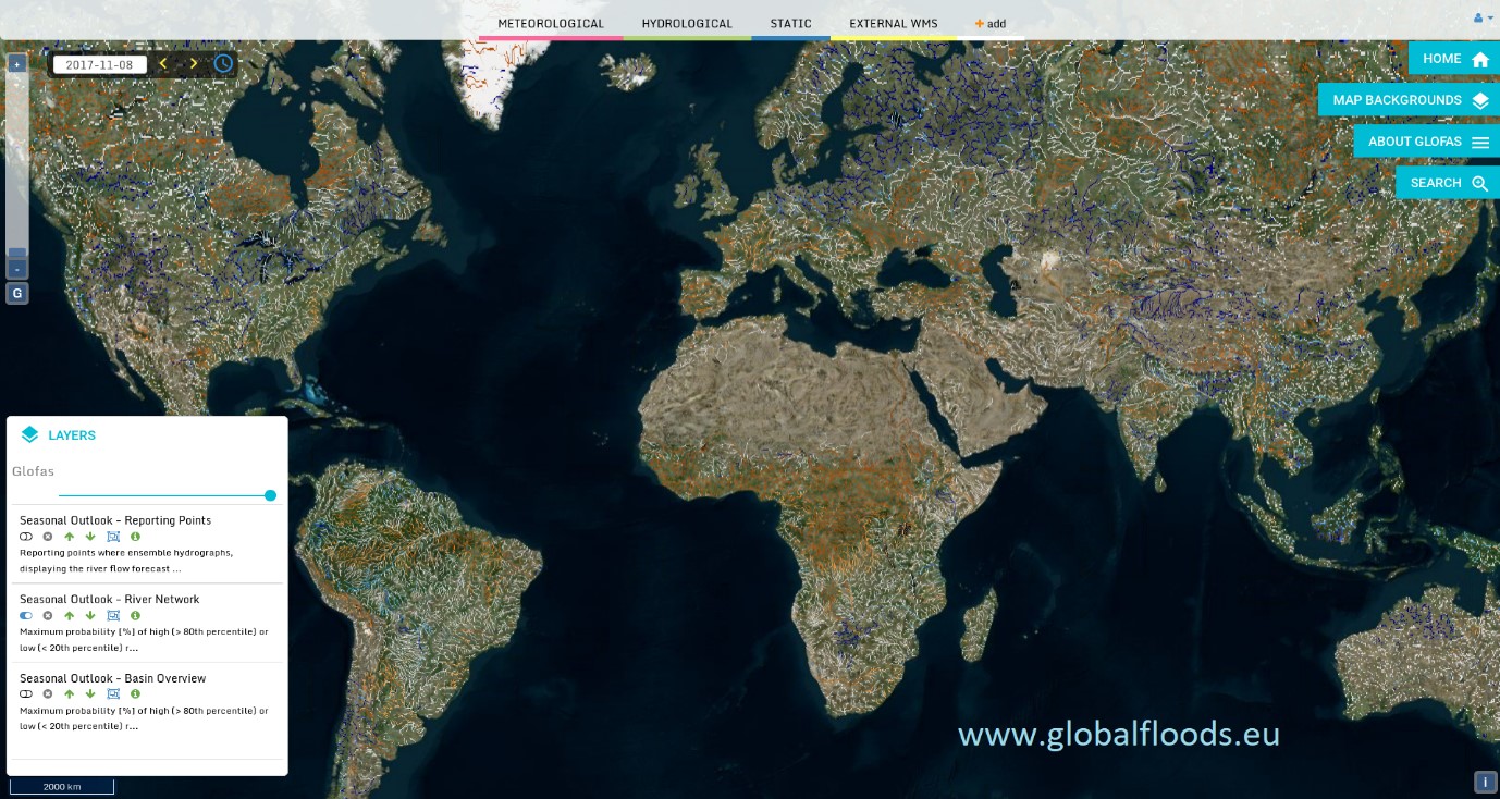 A satellite image from the open global flood forecasting software developed at NCAS and Reading.